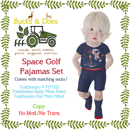 Second Life Marketplace [Bucks & Does] Space golf pajamas set